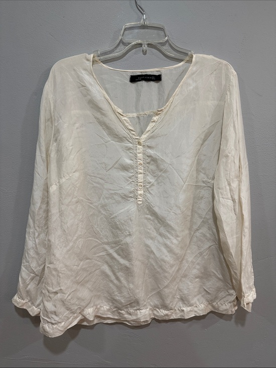 Zara Tops - Zara Cream V-Neck Peasant Blouse 100% silk size large